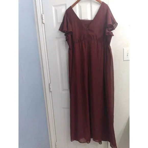 sachin and babi light blue dress Hello Miz Women's Velvet Empire Waist Puff Sleeve Smocked Neck Maternity  Dress - Burgundy main image 0